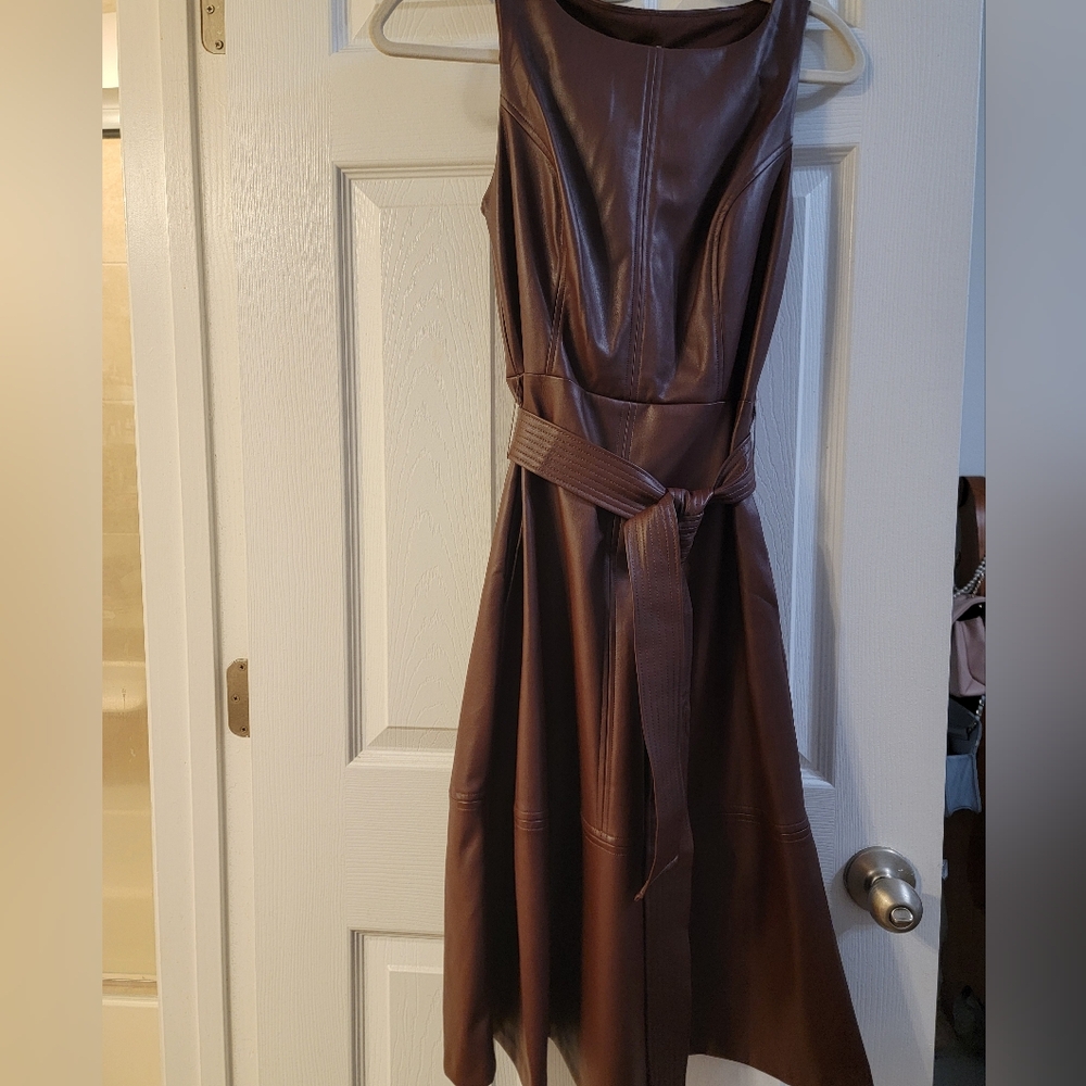Brown Faux Leather Dress